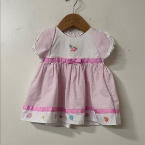 Pink and White Baby Dress with Embroidery